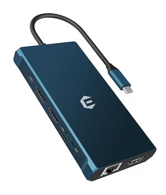 12 in 1 HUB USB C, USB C Station d'accueil Triple Display 4K DP/2*HDMI, MacBook Pro/Air USB C Adaptateur pour Dell, HP (5Gbps USB A/C 3.0,1G Ethernet, PD 100W, 3,5 mm Mic, SD/TF)