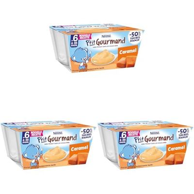 Nestlé Bébé P'tit Gourmand Caramel - Laitage dès 6 mois - 4 x 100g (4 Laitages) (Lot de 3)