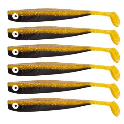 Lot de 6 leurres de pêche à l'ombre Nocturne Zanderbait - 12 cm - Leurre de pêche - Leurre de Sandre - Softbait - Poisson en Caoutchouc