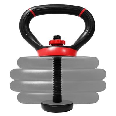 Yes4All LDN6 Impugnatura regolabile per kettlebell, convertitore di piastre per pesi, rosso