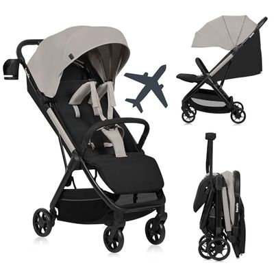 LIONELO Julie Air wandelwagen voor kinderen tot 22 kg, vanaf 6 mnd tot 4 jr, geschikt voor vliegtuig, 360° draaibare wielen, vering, in één hand opvouwbaar, verstelbare rugleuning, kap met UPF 50+