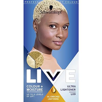 Schwarzkopf LIVE Colour + Moisture, Bleach, Permanent Blonde Hair Dye, Lightens Hair Up to 9 Levels, Ultra Lightener L09