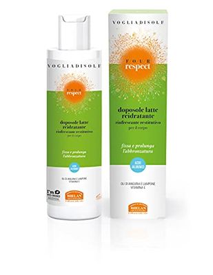 Helan Vogliadisole Respect, Leche After Sun - Crema Hidratante Corporal con Ácido Hialuronico - Crema Hidratante Facial Refrescante con Aceite de Frambuesa, Sandía y Vitamina E - 200 ml