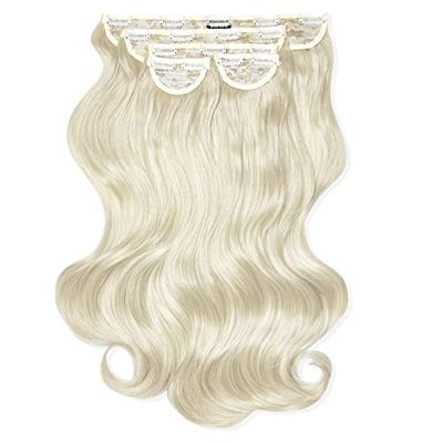 Lullabellz Lot de 5 extensions de cheveux ondulés naturels super épais 55,9 cm de long, blond décoloré