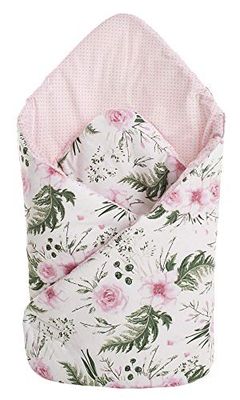 Kudde 100% bomull 75 x 75 cm inlagd filt babyhörnor dubbelsidig mjuk året runt multifunktionell antiallergisk baby medi partners (blomma med rosa prickar)