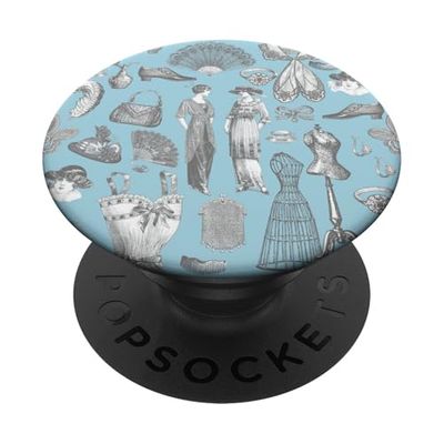 Antiguo eduardiano vintage moda señoras azul toile de jouy PopSockets PopGrip Adhesivo