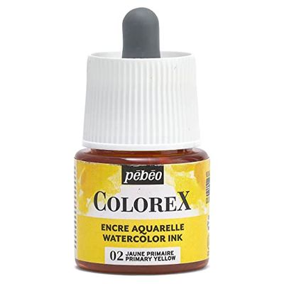 Pébéo - Colorex inkt, 45 ml, primair geel – Colorex inkt aquarel pebeo – gele inkt fluweelzachte weergave – multitool – 45 ml – basisgeel