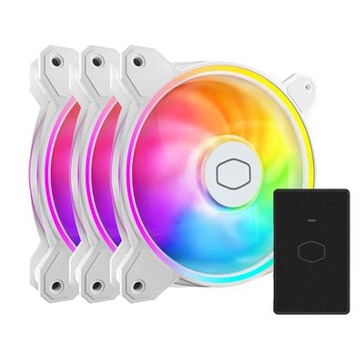 Cooler Master SickleFlow 120 ARGB Witte Editie 3N1 Koeling en Case Fan - 3x 120mm Fans, Inclusief Controller, ARGB Moederbord Compatibel, Witte Air Balance Blades, 62 CFM, 2.5 mmH2O, 8-27 dBA - ARGB