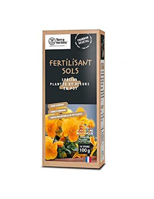 Terra Fertilis - Fertilisant Sols spécial Plantes et Fleurs en pot - Biochar - Stimule la vitalité des plantes d'intérieur - Réduit les besoins en arrosage et en engrais - Boîte 10 sticks de 10 g