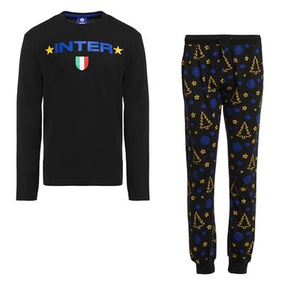 Inter Pyjama Xmas, Unisexe, Adulte, Noir, S, Bleu