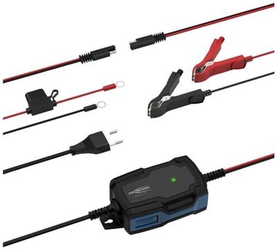 ANSMANN Intelligent 5-stegs batteriladdare 6 V 12 V/1A med LED-display för blybatterier för bil, motor och skåpbil