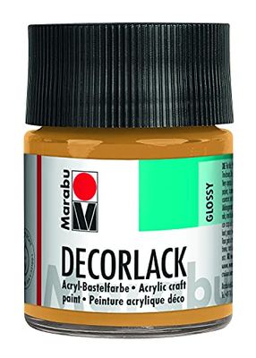 Marabu 1130005784 - Decorlack Acryl Metallic-Gold 784, 50 ml, verniz acrílico de alto brilho à base de água, resistente às intempéries, resistente à saliva, para pintura, palmilhas e para decoupage