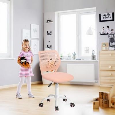 FurnitureR Chaise de Bureau pivotante à Hauteur réglable avec Petit Trou, pour Chambre d'enfant ou Salle d'étude, Rose