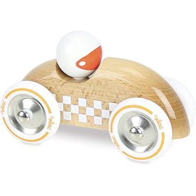 VILAC - Jeux et Jouets - Voiture de course - Rallye Checkers GM - Bois Naturel Vernis - Véhicule pour Enfants dès 12 mois - Fabriqué en France - 2283S