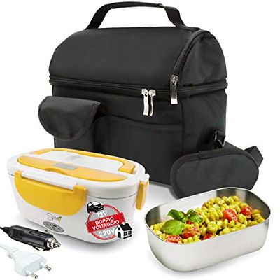 SPICE Amarillo Inox Plus Koeltas met schouderriem + voedselverwarmer, dubbele spanning 220 V - 12 V, met roestvrijstalen container van 1,5 liter