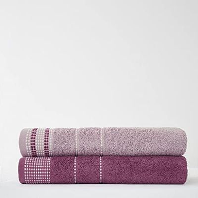 GC GAVENO CAVAILIA 2 Piece 100% Cotton Dalby Bath Sheet Set, Ultra Soft Absorbent Luxury 550 GSM Bathroom Towel, Egyptian, Pink, 90x140 Cm