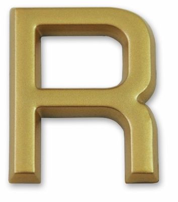 Symbol LD37R Lettre R dorée adhésive hauteur 37 mm