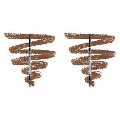 NYX Professional Makeup Micro Brow Pencil, Dual Ended With Mechanical Brow Pencil And Spoolie Brush, Vegan Formula, Shade: Ash Brown (Pack of 2)