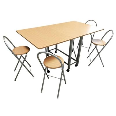 Well Home Set tafel en 4 krukken 'boek' van hout