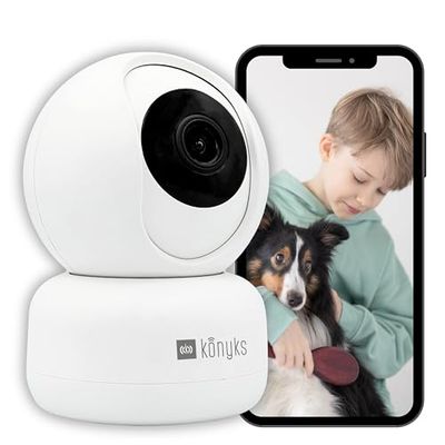 Konyks Camini 2 | Telecamera di sorveglianza interna WiFi | Rilevamento di movimenti e suoni | Sirena integrata | Notifiche Smartphone | Visione Notturna