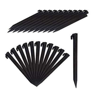 Relaxdays haringen 31 cm, set van 32 stuks, lichte tentharingen, kunststof, grondpennen, lang, voor zachte bodem, zwart