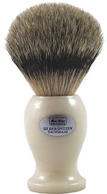 Hans Baier Exclusive 53221 - Pennello da barba con manico in plastica, colore: bianco crema