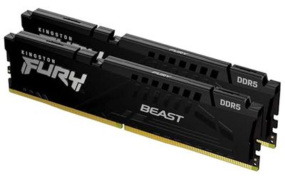 Kingston FURY Beast 64GB 6000MT/s DDR5 CL30 DIMM (Kit da 2) Nero Memoria Gaming per Computer Fissi - KF560C30BBEK2-64