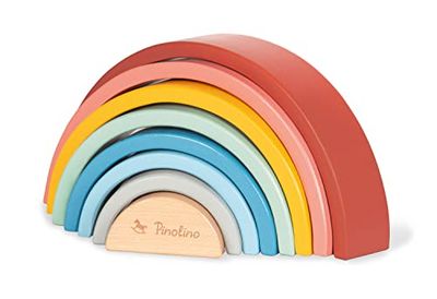 PINOLINO Bloques de Madera Arcoíris 'Ruby', 8 piezas, pintado de colores