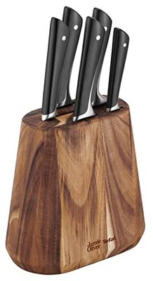 JAMIE OLIVER by Tefal Bloc + 5 Couteaux de cuisine, Chef 20 cm, Santoku 16.5 cm, Pain 20 cm, Utilité 12 cm, Office 9 cm K267S556