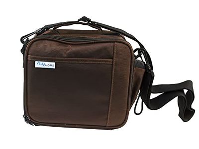 Amig - Borsa termica per alimenti e bevande | frigorifero portatile con manico e tracolla | 2 tasche esterne e 1 interno | 2 contenitori ermetici | alluminio e nylon | 21 x 19 x 12 cm | marrone
