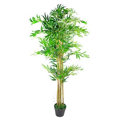 Leaf Folha de 150 cm de aspeto de plantas de bambu artificiais árvores-XL, castanho natural, materiais mistos