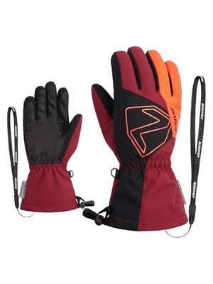 Ziener Laval - Guanti da sci per bambini, impermeabili, extra caldi, lana rossa, 6,5