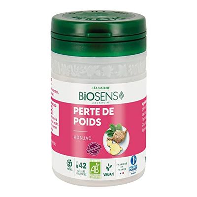 Biosens - Gélule végétale Perte de poids - Konjac - Certifié Bio AB Vegan - Fabriqué en France - Programme de 21 jours - 42 gélules