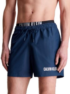 Calvin Klein Heren Zwembroek Medium Dubbel Mid-Lengte, Blauw, S