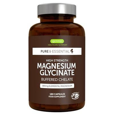Magnesio Bisglicinato Chelato, 380mg di Magnesio Elementare,180 Capsule (3 Mesi), Glicinato ad Azione Rapida e Alto Assorbimento, Ingredienti Puri e Vegani - Igennus