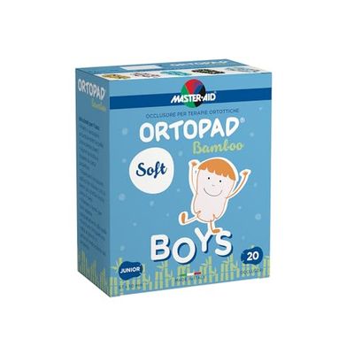 MASTER AID Ortopad Soft Boys Junior - Cerotti Colorati Oculari per Bambini - Cerotto Occlusore Occhio Bambini per il Trattamento di Occhio Pigro e Strabismo - 1 Confezione da 20 Pezzi - 6,7 x 5 cm