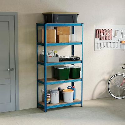 Home Vida 5 Tier Layer Plank Opslag Rekken Rack Heavy Duty Keuken Garage Rekken 875 Kgs Capaciteit, Blauw