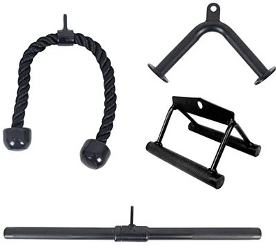 BalanceFrom Powergainz Tricep Press Down Cable Attachment, LAT Pulldown Attachment, Gewicht Machine Accessoires, V Handvat Tricep Touw, Roterende Bar, V-vormige Bar Zwart