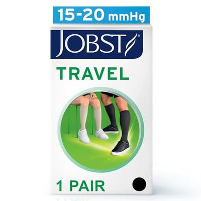JOBST Reiskousen voor dames en heren - helpt trombose op reis te voorkomen - zacht, ademend dankzij 33% katoenaandeel, zwart, maat 4