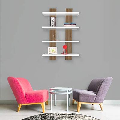 Homemania ARD612 Hylla Nergis, Vit, Träek, 50 x 17 x 80cm