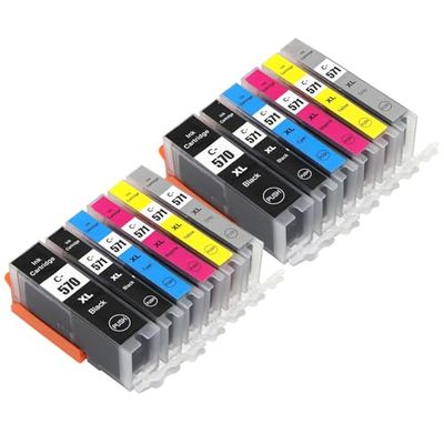 Go Inks Compatible to replace PGI-570 & CLI-571-2 Sets of 6 XL Ink Cartridge for use with Canon PIXMA Printers (12 Inks) - Black, Cyan, Magenta, Yellow, Grey