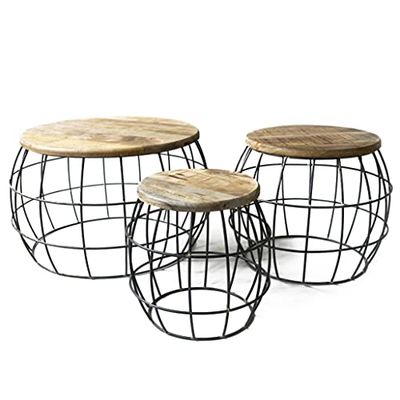 NOOR Living Design Products 77282 tafelset, mangohout, natuur, zwart, L