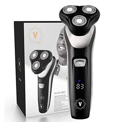 Venga! Electric Shaver for Men, 3 Floating Blades, Pop-Out Trimmer, Turbo Mode, Wet or Dry Use, Black, VG SH 3001