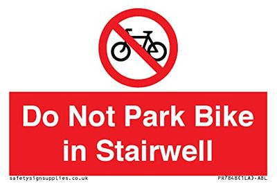 Panneau Do Not Park Bike in Stairwell - 75 x 50 mm - A8L