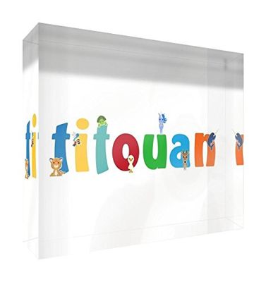 Little Helper Souvenir Décoratif en Acrylique Transparent Poli comme Diamant Style Illustratif Coloré avec le Nom de Jeune Garçon Titouan 15 x 21 x 2 cm Grand