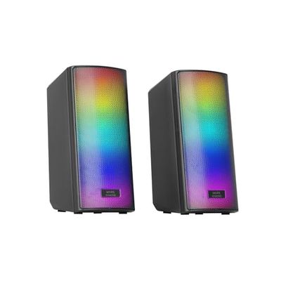 Mars Gaming MSRGB2, Haut-parleurs Bluetooth 5.3 15W, Processeur Sonore DSP, Éclairage RGB Dynamique, Panneau Avant Mesh Complet, Boîtier de Contrôle, Entrée Jack 3.5mm + USB, Noir