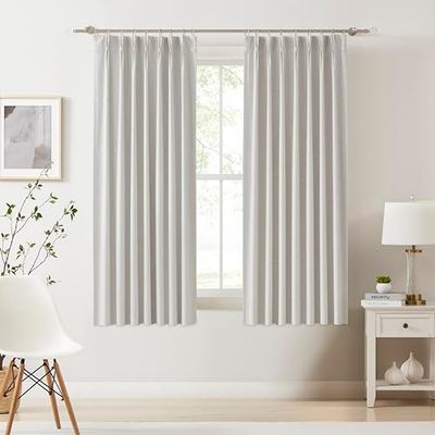 Kayne Studio Cortinas Opacas Plisadas para Sala de Estar y Dormitorio, habitación del bebé, Opacas, Aislamiento térmico, Presilla Trasera, 9 Ganchos, 102 x 160 cm, 1 Panel, Mezcla de Lino