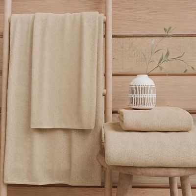 PETTI Artigiani Italiani - Asciugamani Bagno in 100% Spugna di Cotone, Set Asciugamani 2+2, 4 Pezzi 2 Asciugamani Viso e 2 Asciugamani Mani, Asciugamani Beige