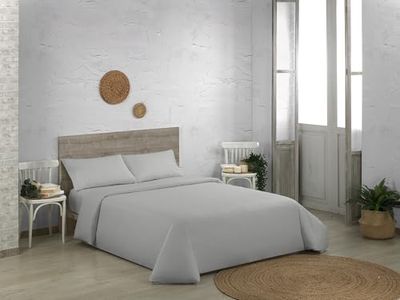 Funda nórdica de algodón orgánico color perla. Cama de 150/160 cm.
