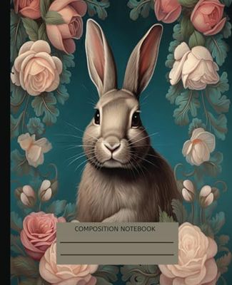 Composition notebook vintage rabbit: 140 ruled pages (70 sheets) college notebook, 7.5 * 9.25 inches wide pages